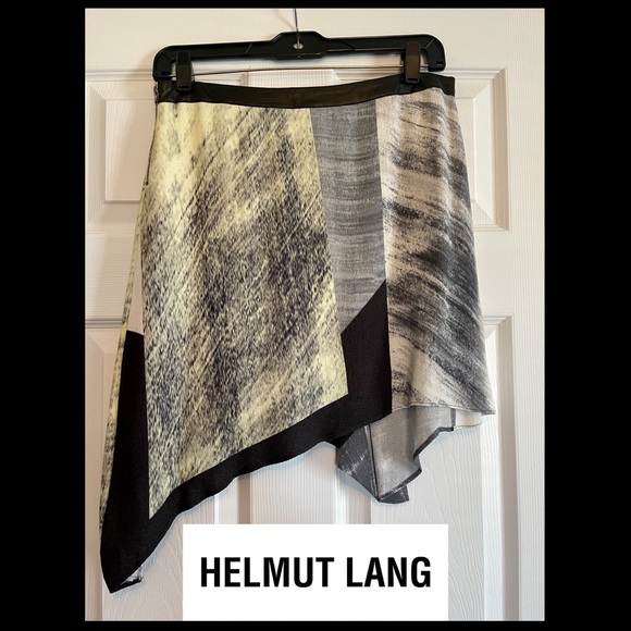 Helmut Lang asymmetrical mini skirt with sheep leather trim - Picture 2 of 8